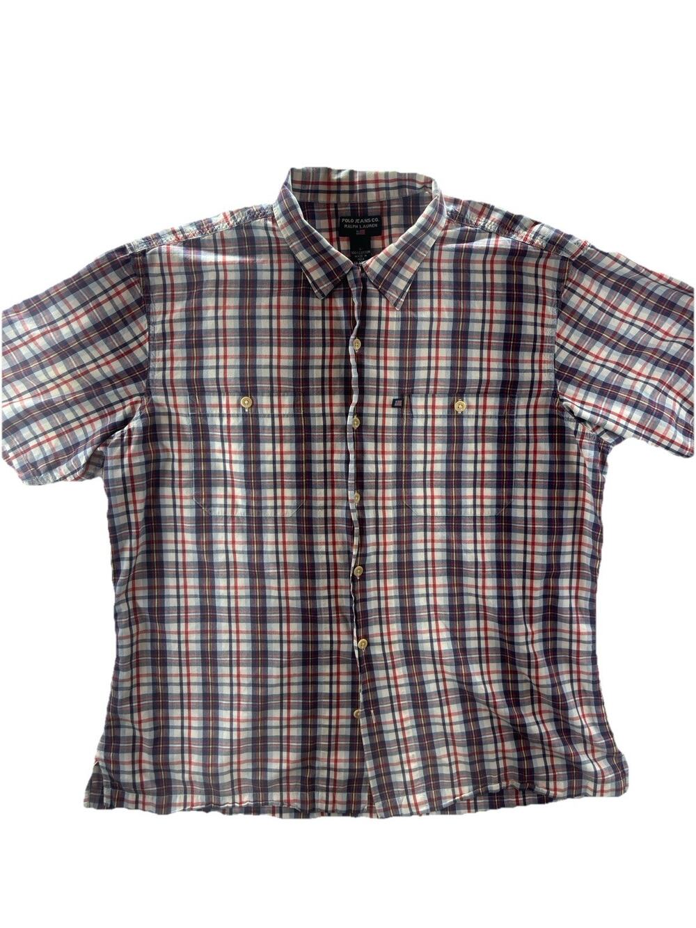Vintage Polo Jeans Co Ralph Lauren Plaid Button Up Shirt Men’s Large Y2K Preppy